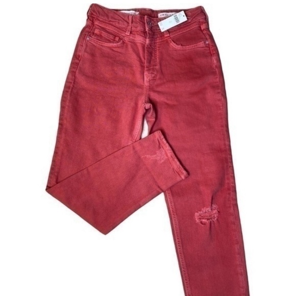 Pilcro High-Rise Slim Straight Jeans Red Denim 27 - Picture 8 of 13